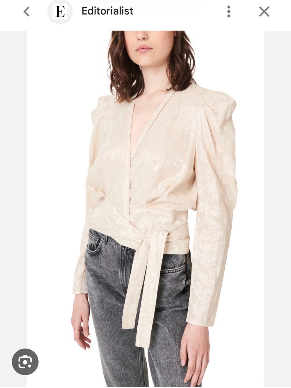 IRO Cream Shimmery Wrap Blouse xs 34